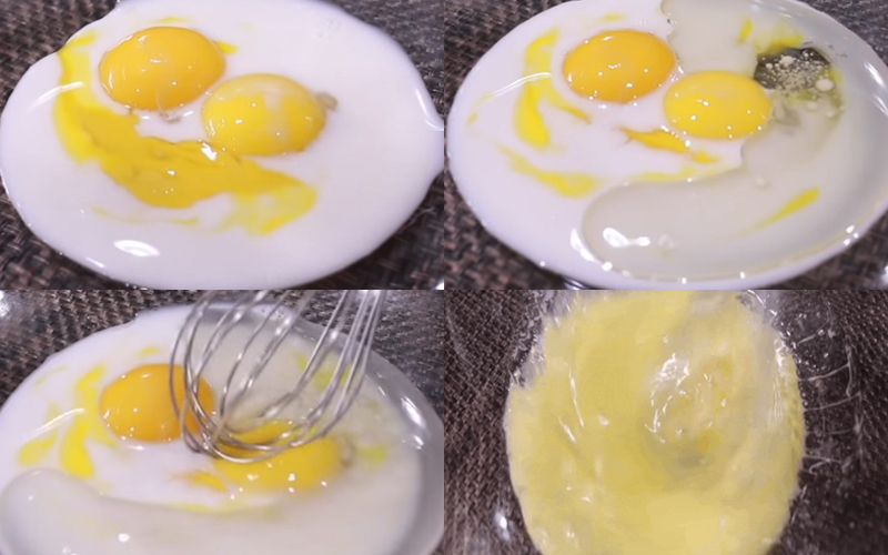 Trộn hỗn hợp trứng sữa