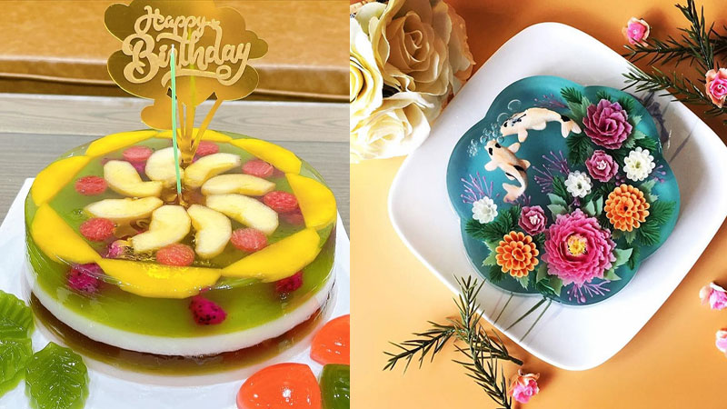 Bánh sinh nhật thạch rau câu 3D