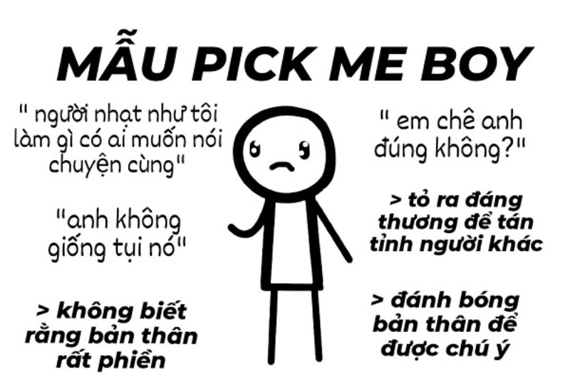 Ví dụ về Pick me boy